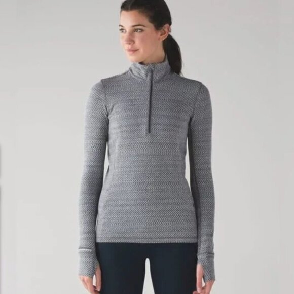 Lululemon Outrun 1/2 Zip Hazy Heather Heathered White Heathered Black | … - Picture 1 of 7
